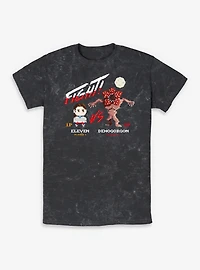 Stranger Things Eleven VS Demogorgon Fight Mineral Wash T-Shirt