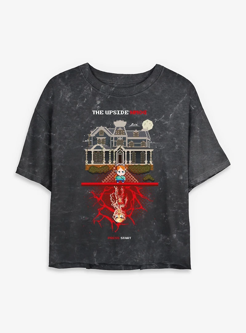 Stranger Things Max Vecna The Upside Down Womens Mineral Wash Crop T-Shirt