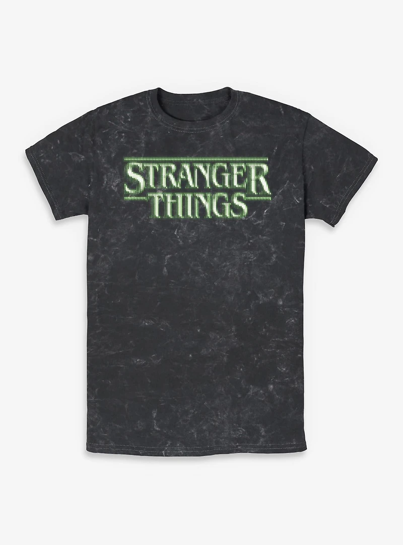 Stranger Things Green 8 Bits Logo Mineral Wash T-Shirt
