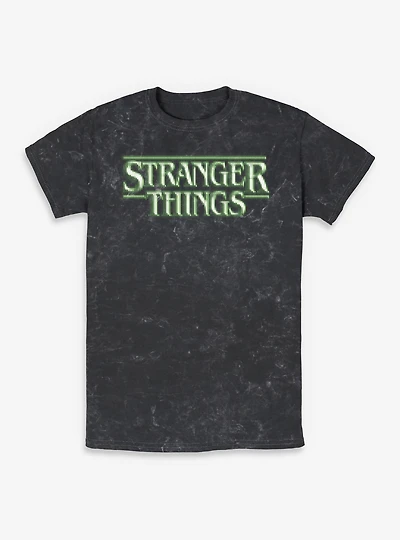 Stranger Things Green 8 Bits Logo Mineral Wash T-Shirt