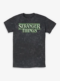 Stranger Things Green 8 Bits Logo Mineral Wash T-Shirt