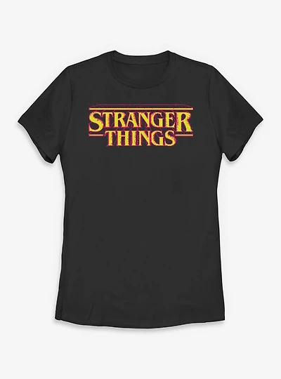 Stranger Things Yellow 8 Bits Logo Womens T-Shirt