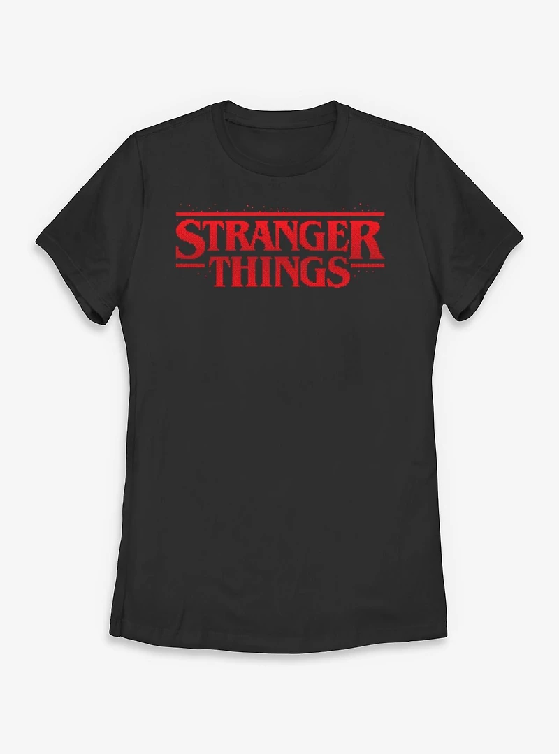 Stranger Things Red 8 Bits Logo Womens T-Shirt