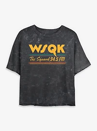 Stranger Things WSQK Radio The Squawk Womens Mineral Wash Crop T-Shirt