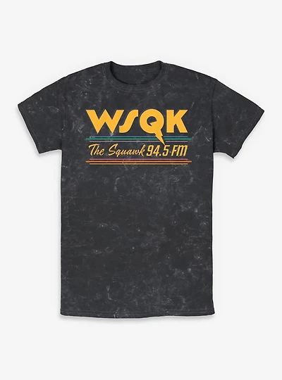 Stranger Things WSQK Radio The Squawk Mineral Wash T-Shirt