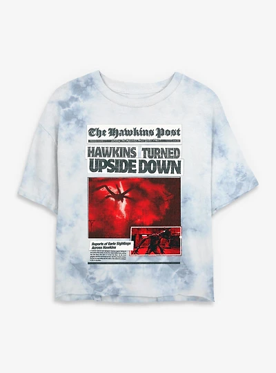 Stranger Things The Hawkins Post Womens Tie-Dye Crop T-Shirt