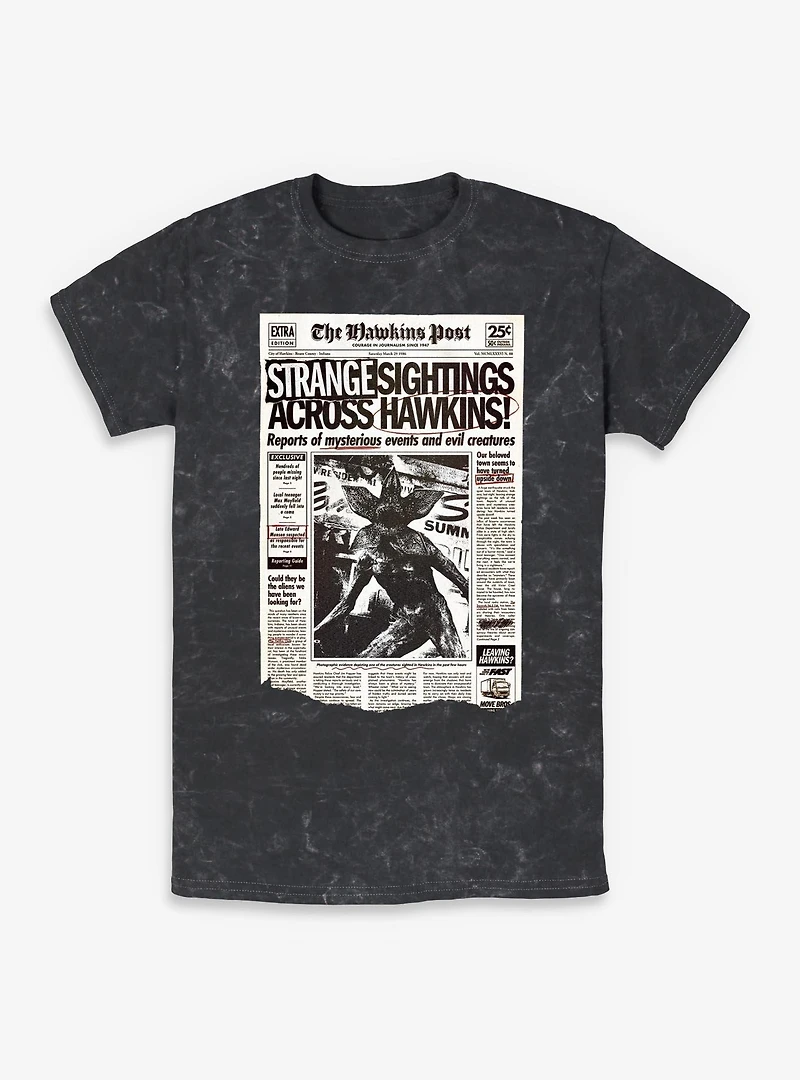 Stranger Things Strange Sightings Across Hawkins Mineral Wash T-Shirt