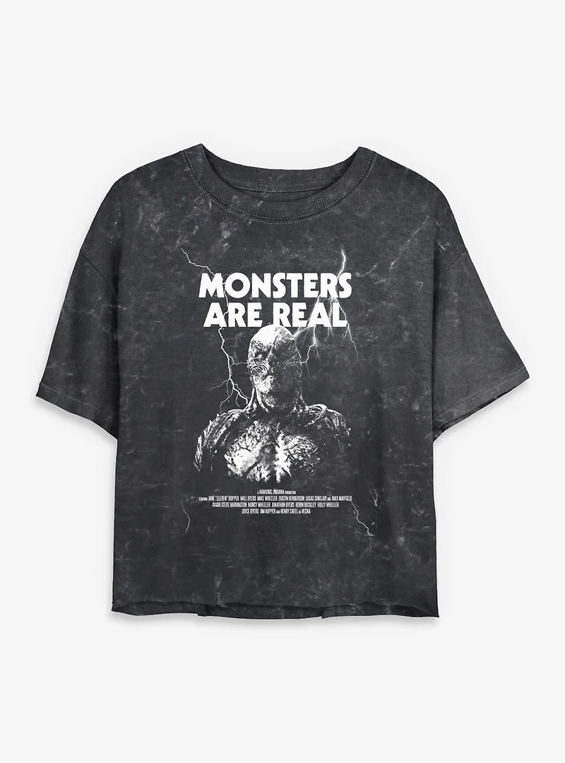 Stranger Things Vecna Monsters Are Real Womens Mineral Wash Crop T-Shirt