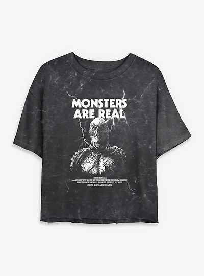 Stranger Things Vecna Monsters Are Real Womens Mineral Wash Crop T-Shirt