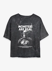 Stranger Things Vecna Monsters Are Real Womens Mineral Wash Crop T-Shirt