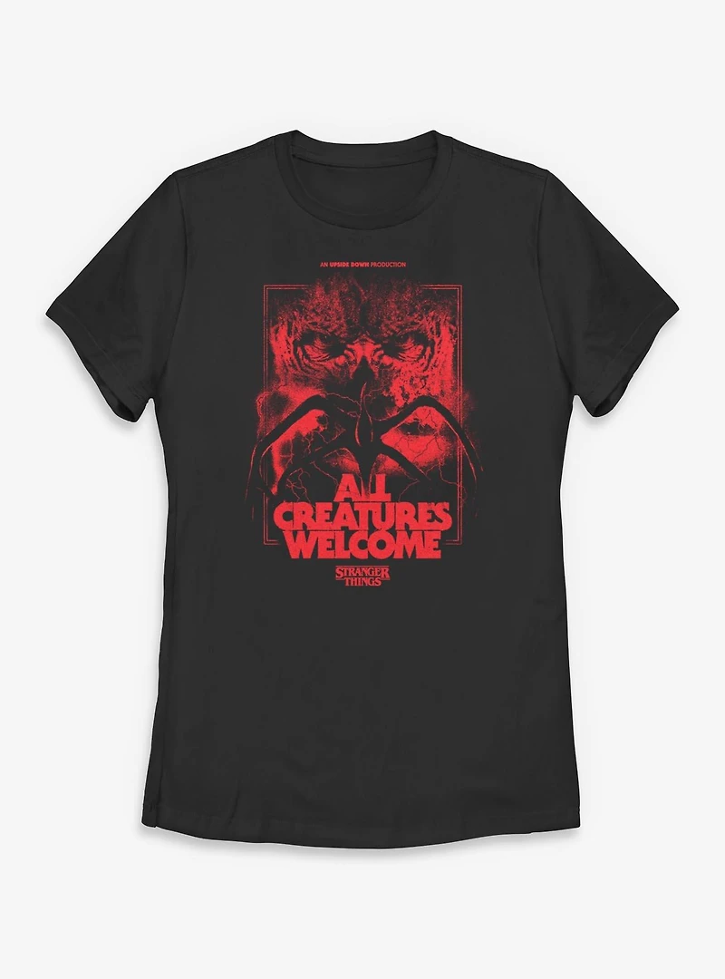 Stranger Things All Creatures Welcome Womens T-Shirt