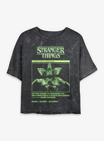 Stranger Things Demogorgon Game Journey Womens Mineral Wash Crop T-Shirt