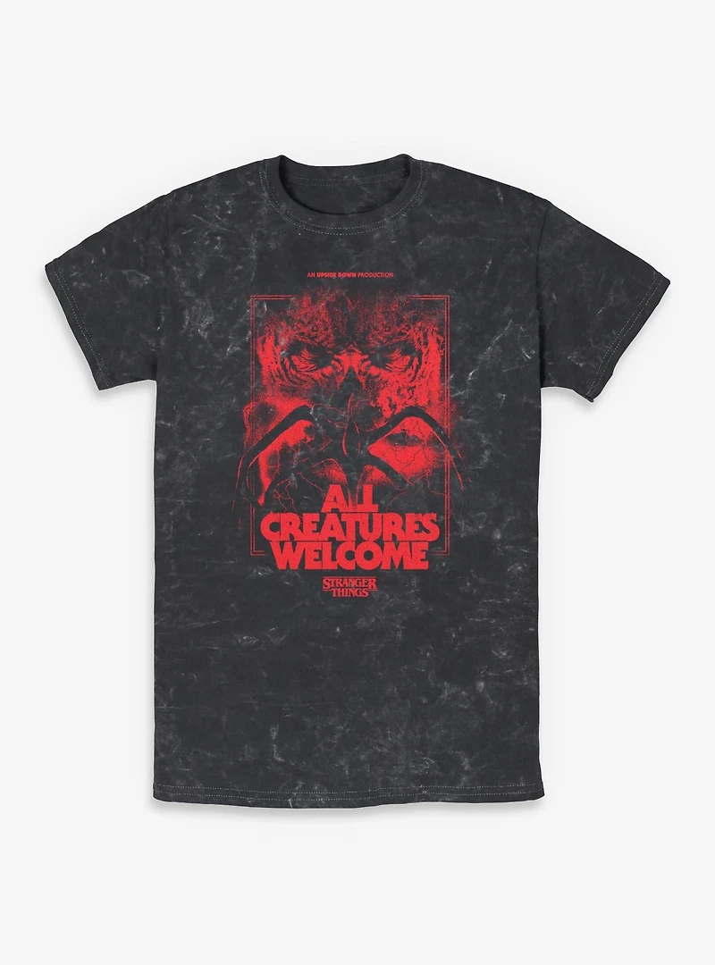 Stranger Things All Creatures Welcome Mineral Wash T-Shirt