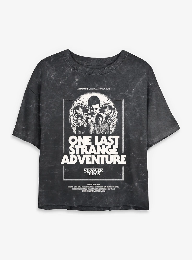 Stranger Things One Last Strange Adventure Womens Mineral Wash Crop T-Shirt
