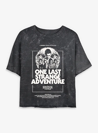 Stranger Things One Last Strange Adventure Womens Mineral Wash Crop T-Shirt