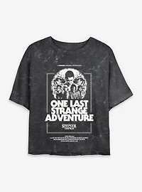 Stranger Things One Last Strange Adventure Womens Mineral Wash Crop T-Shirt