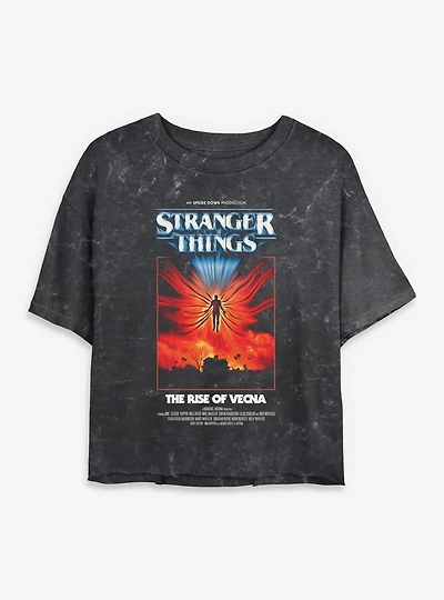 Stranger Things The Rise Of Vecna Womens Mineral Wash Crop T-Shirt