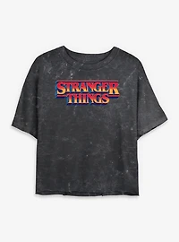Stranger Things Gradient Logo Womens Mineral Wash Crop T-Shirt