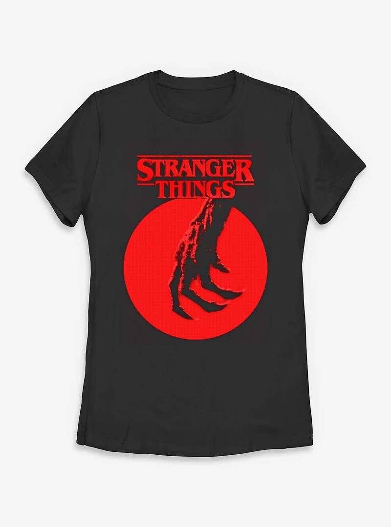 Stranger Things Red Circle Hand Womens T-Shirt
