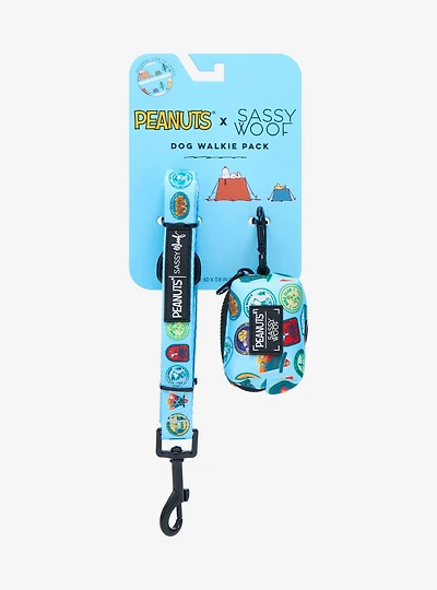 Sassy Woof Peanuts Camp Snoopy Leash & Waste Bag Holder Set