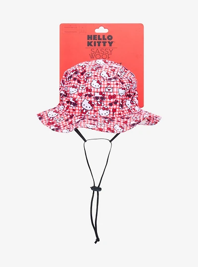 Sassy Woof Sanrio Hello Kitty Gingham Medium Pet Bucket Hat