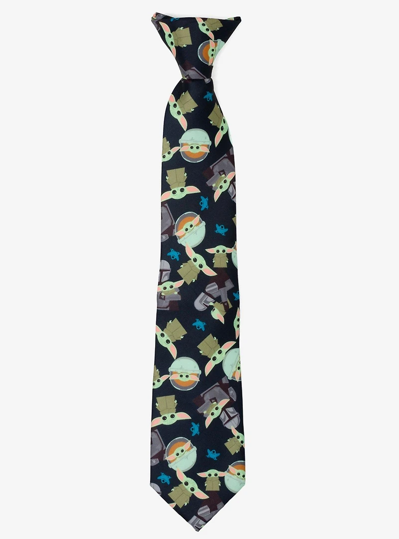 Star Wars The Mandalorian Mando Grogu Navy Boy's Tie