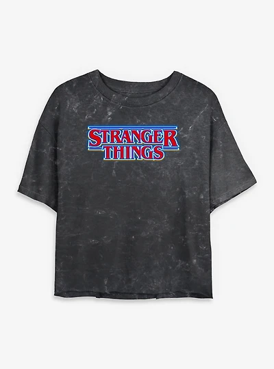 Stranger Things Glow Logo Womens Mineral Wash Crop T-Shirt