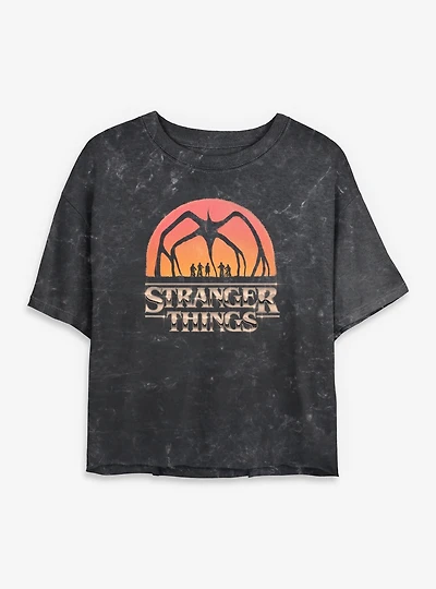 Stranger Things The Mind Flayer Womens Mineral Wash Crop T-Shirt