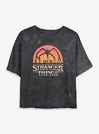 Stranger Things The Mind Flayer Womens Mineral Wash Crop T-Shirt