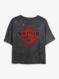 Stranger Things 5 Logo Womens Mineral Wash Crop T-Shirt