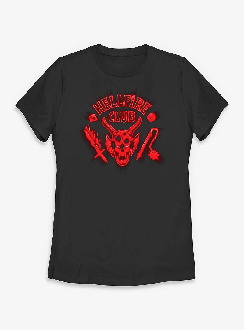 Stranger Things Hellfire Club Red Glow Womens T-Shirt