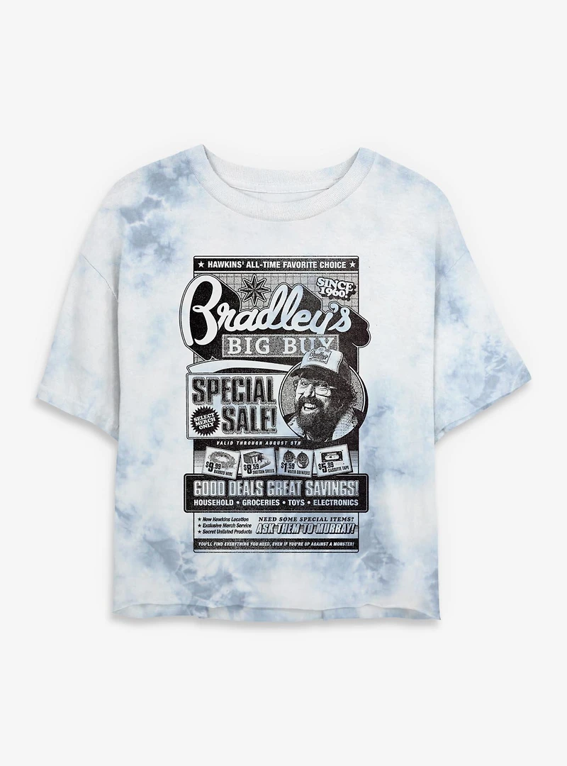 Stranger Things Bradley's Big Buy Womens Tie-Dye Crop T-Shirt