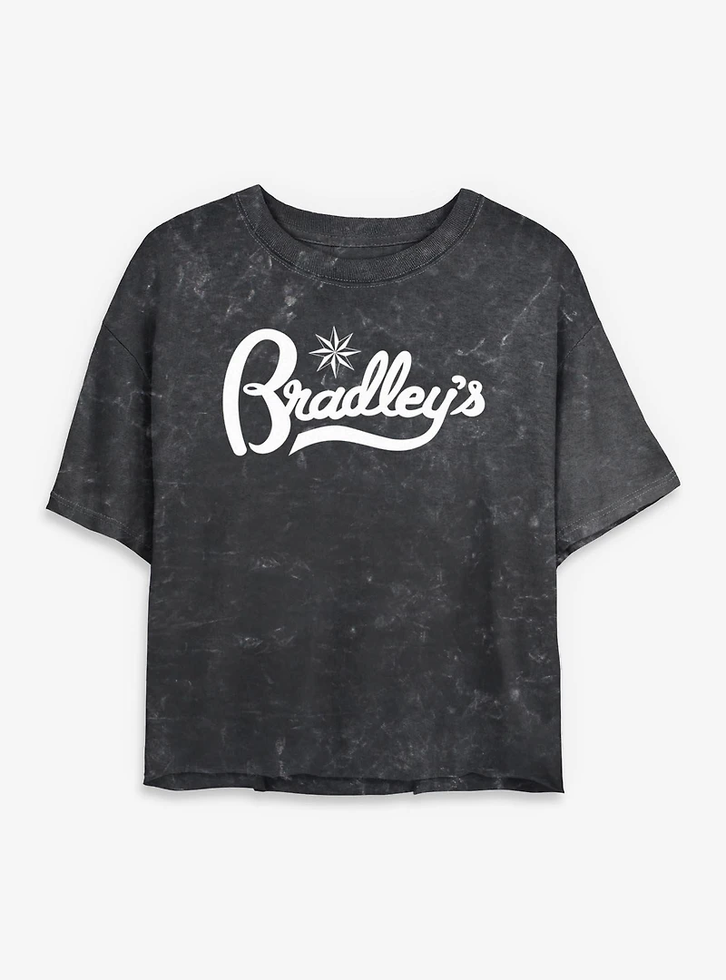 Stranger Things Bradley's Logo Womens Mineral Wash Crop T-Shirt
