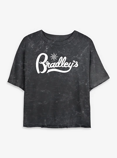 Stranger Things Bradley's Logo Womens Mineral Wash Crop T-Shirt