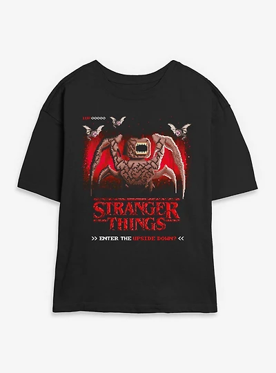 Stranger Things Start Videogame Upside Down Womens Skimmer T-Shirt