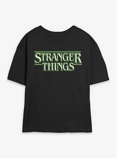 Stranger Things Green 8 Bits Logo Womens Skimmer T-Shirt