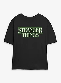 Stranger Things Green 8 Bits Logo Womens Skimmer T-Shirt