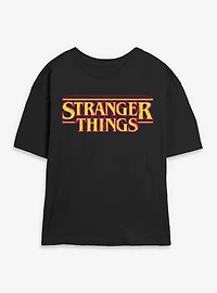 Stranger Things Yellow 8 Bits Logo Womens Skimmer T-Shirt
