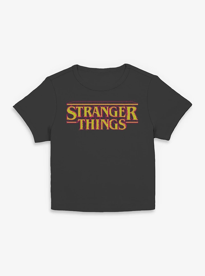 Stranger Things Yellow 8 Bits Logo Womens Baby T-Shirt
