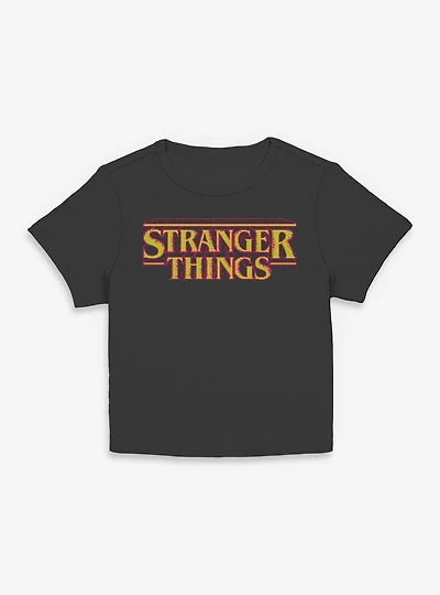 Stranger Things Yellow 8 Bits Logo Womens Baby T-Shirt
