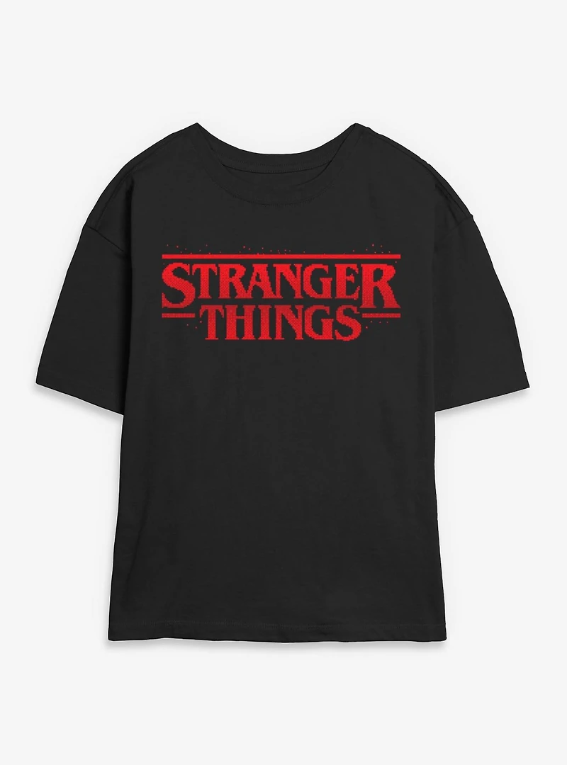 Stranger Things Red 8 Bits Logo Womens Skimmer T-Shirt