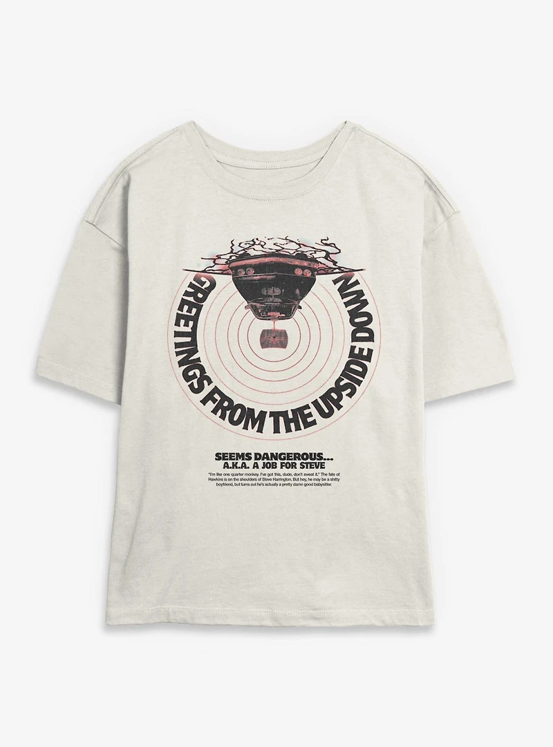 Stranger Things Greetings From The Upside Down Womens Skimmer T-Shirt
