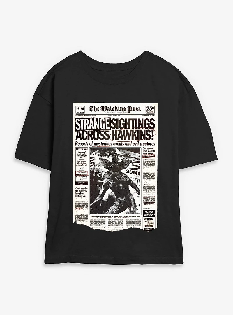 Stranger Things Strange Sightings Across Hawkins Womens Skimmer T-Shirt