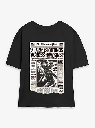 Stranger Things Strange Sightings Across Hawkins Womens Skimmer T-Shirt