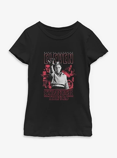Stranger Things Eleven Superhero Youth Girls T-Shirt