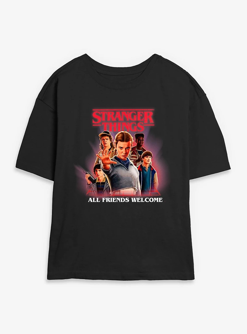 Stranger Things All Friends Welcome Womens Skimmer T-Shirt