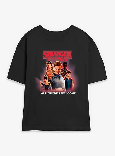 Stranger Things All Friends Welcome Womens Skimmer T-Shirt
