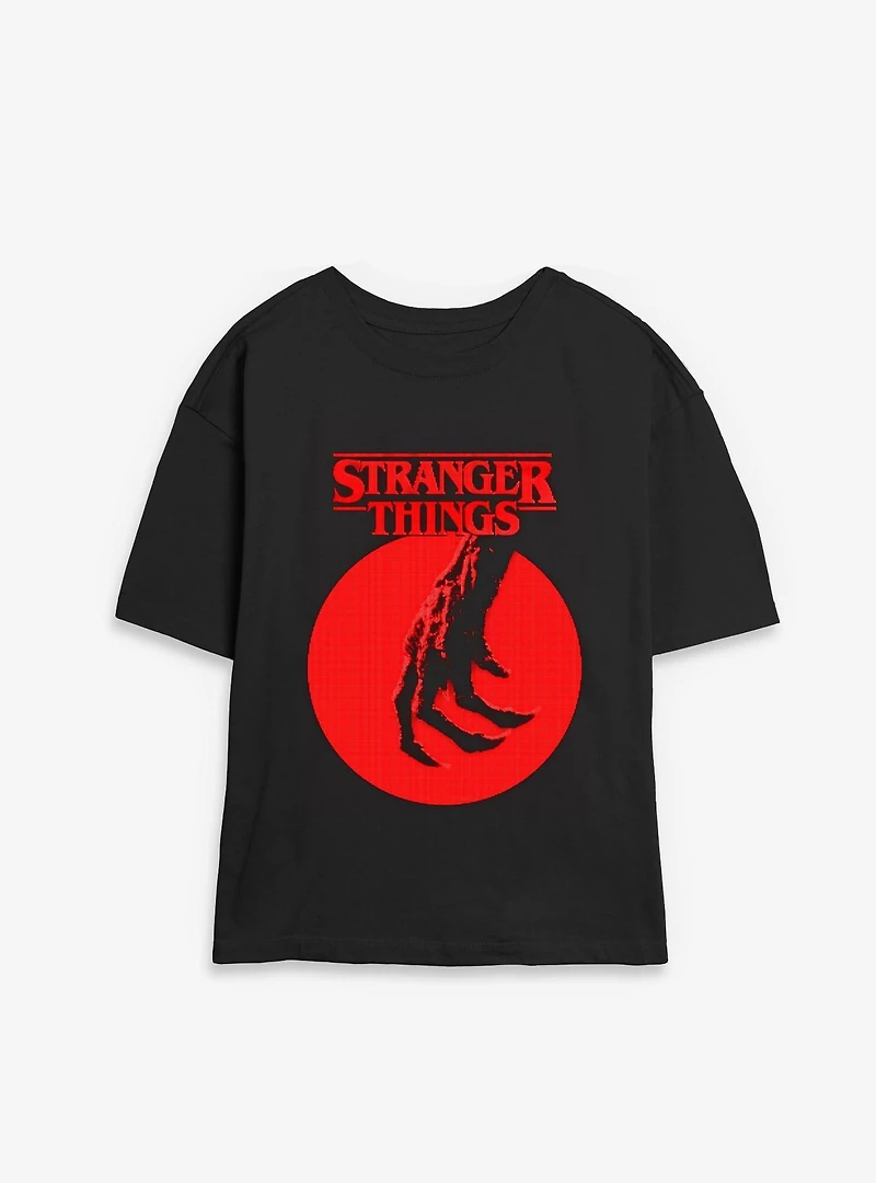 Stranger Things Red Circle Hand Womens Skimmer T-Shirt