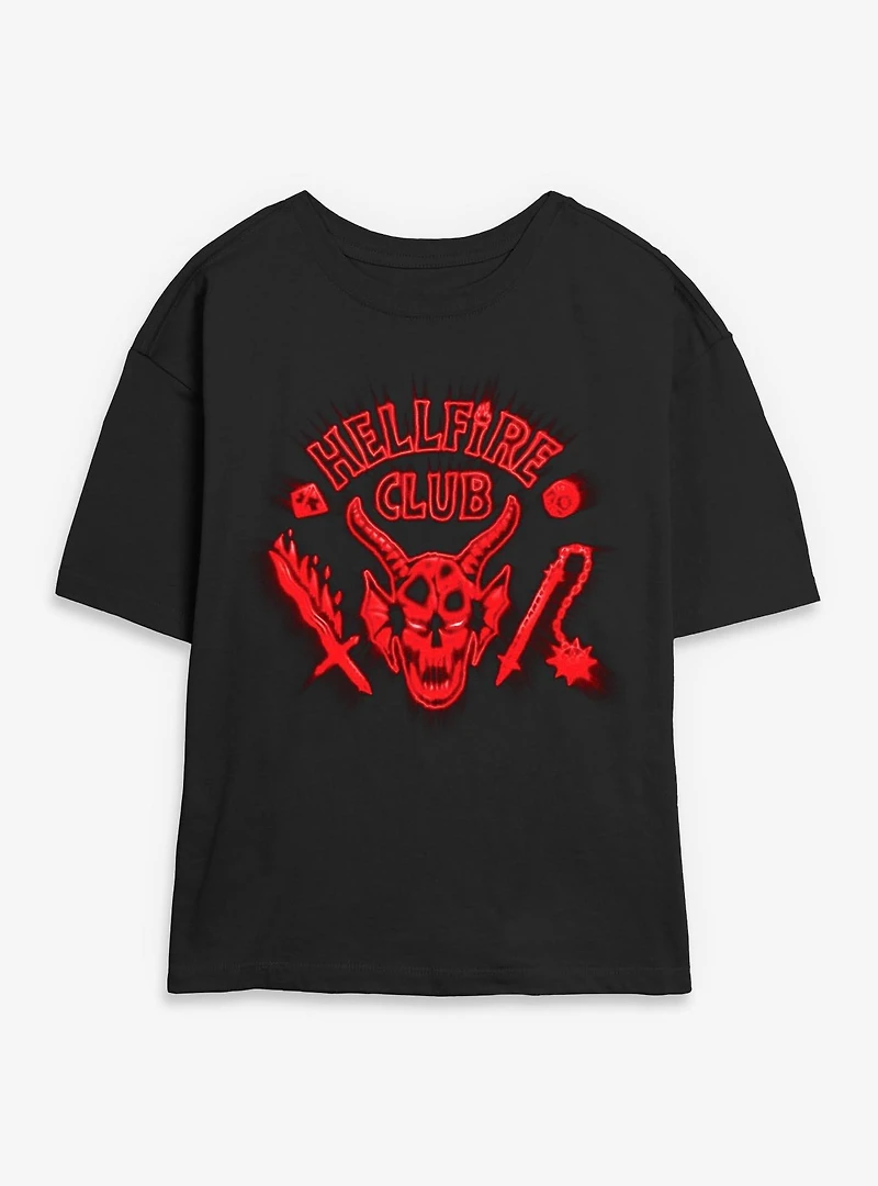 Stranger Things Hellfire Club Red Glow Womens Skimmer T-Shirt
