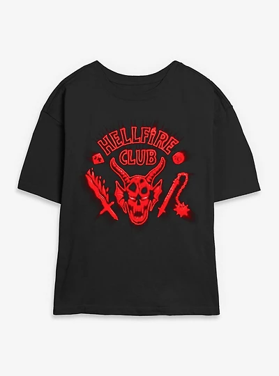 Stranger Things Hellfire Club Red Glow Womens Skimmer T-Shirt